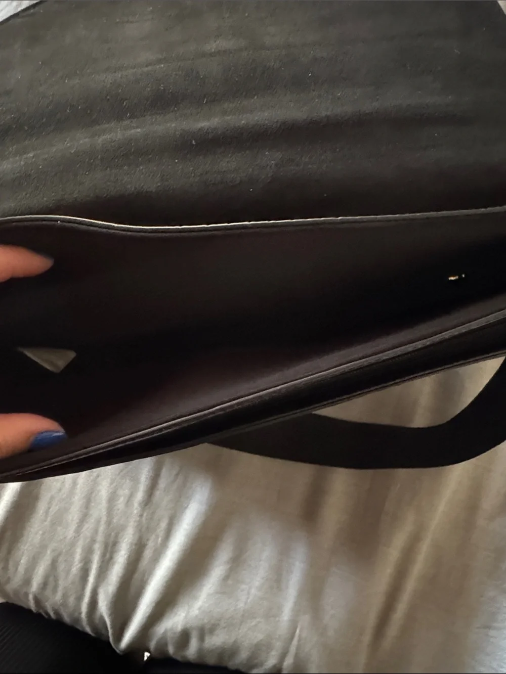 Béis Black Croc-Embossed laptop bag with Gold Hardware